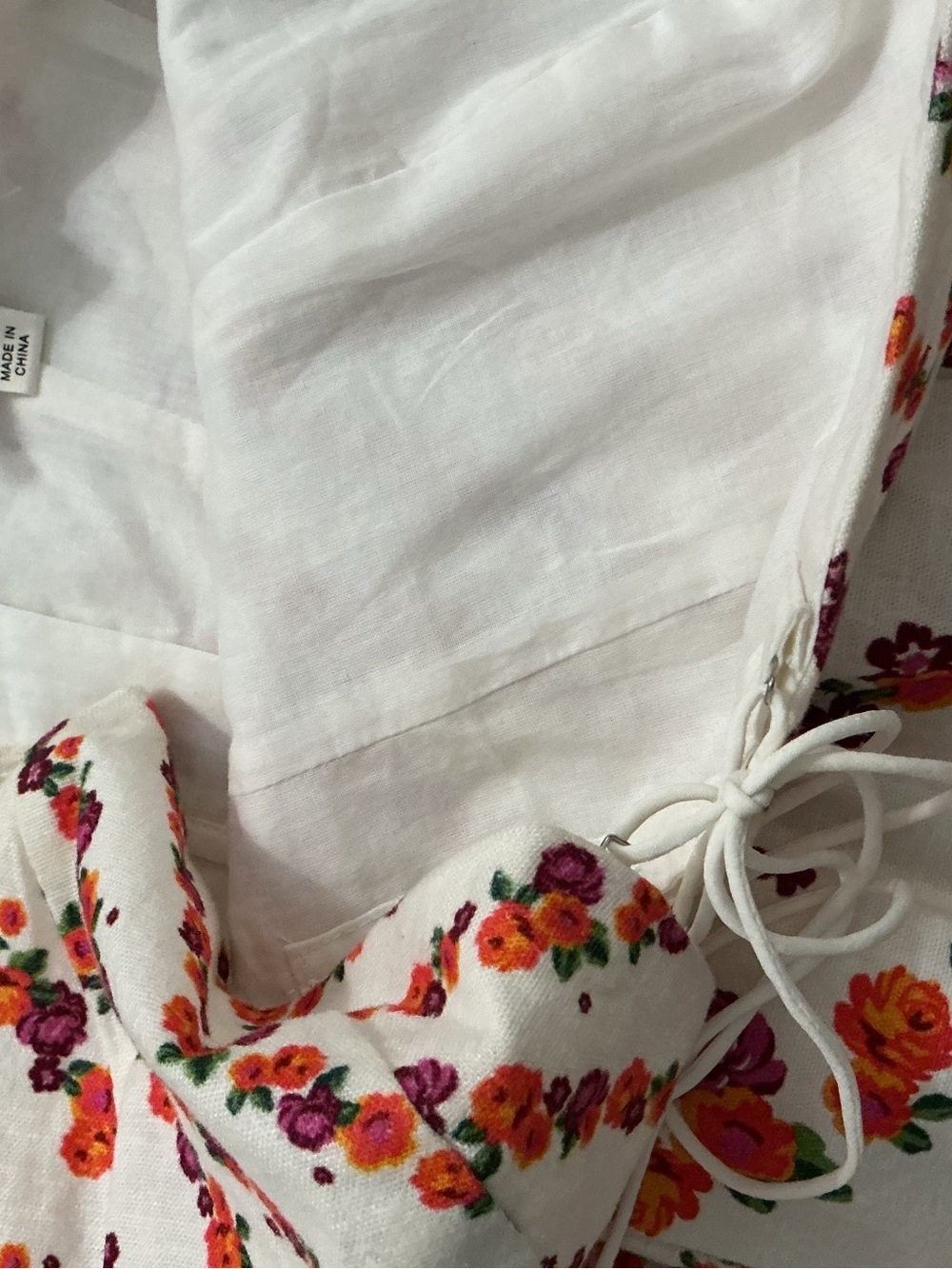 For Love & Lemons Floral Stripe Midi Slip Dress in White with Red & Pink Accents - Picture 2 of 6